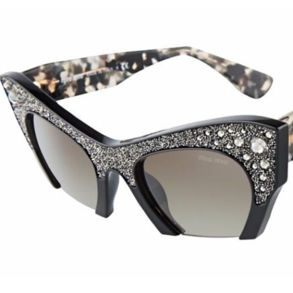 MIU MIU RASOIR CRYSTAL EMBELLISHED SUNGLASSES NWT